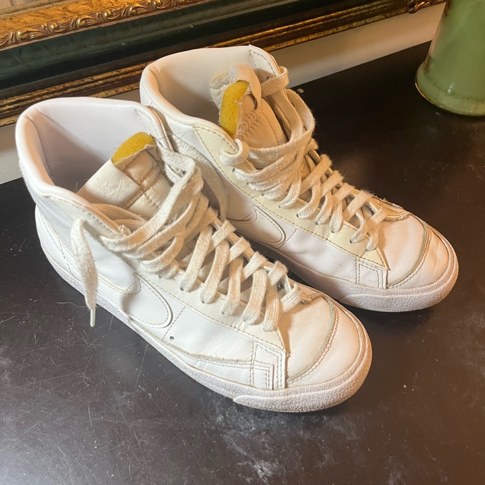 All White Nike Blazers